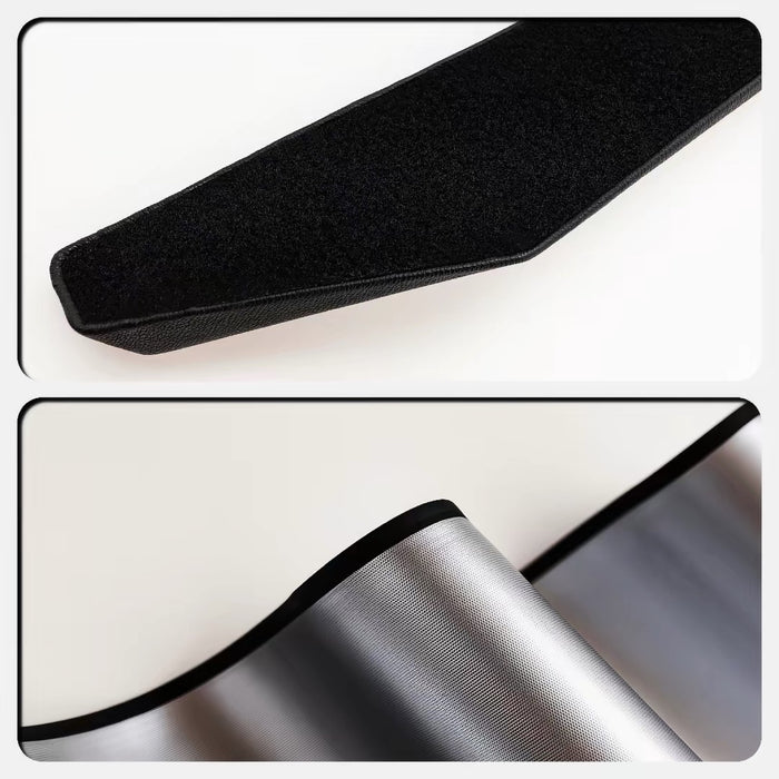 Leather-wrapped bar end and the silver reflective fabric