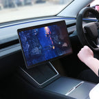 Screen swiveled toward passenger for gaming