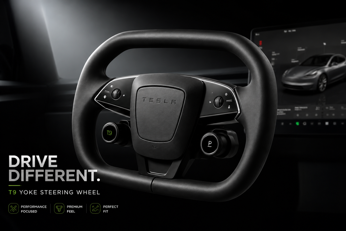 Apex T9 Cyber Steering Wheel™ | Rotary Control Wheel for Tesla Model 3 & Model Y