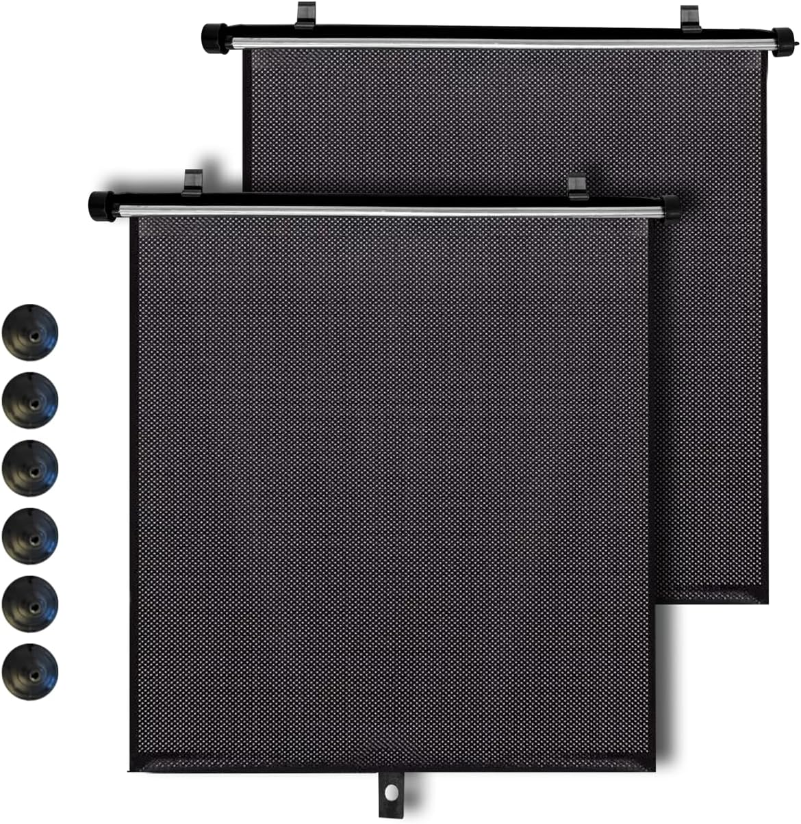 Apex RollShade retractable side window sun shade, 2-pack with suction cups