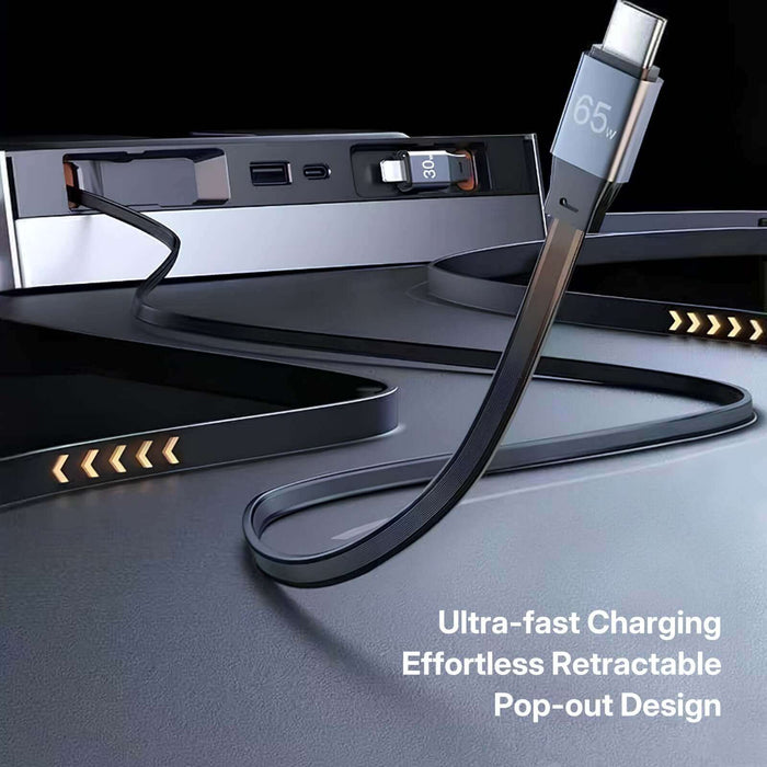 Retractable flat cable extending from the PowerDock