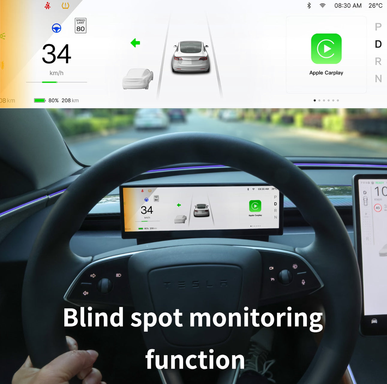Apex F9 Pro 8.9" HD Dashboard Screen with Wireless Apple CarPlay & Android Auto | Tesla Model 3, Highland & Model Y
