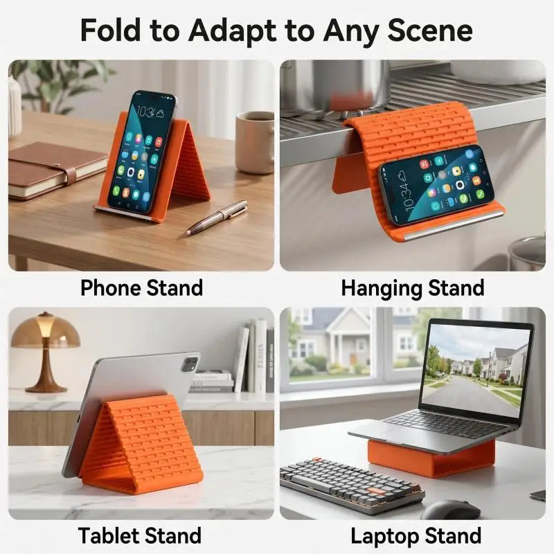FlexStand folds to adapt: phone, hanging, tablet, laptop