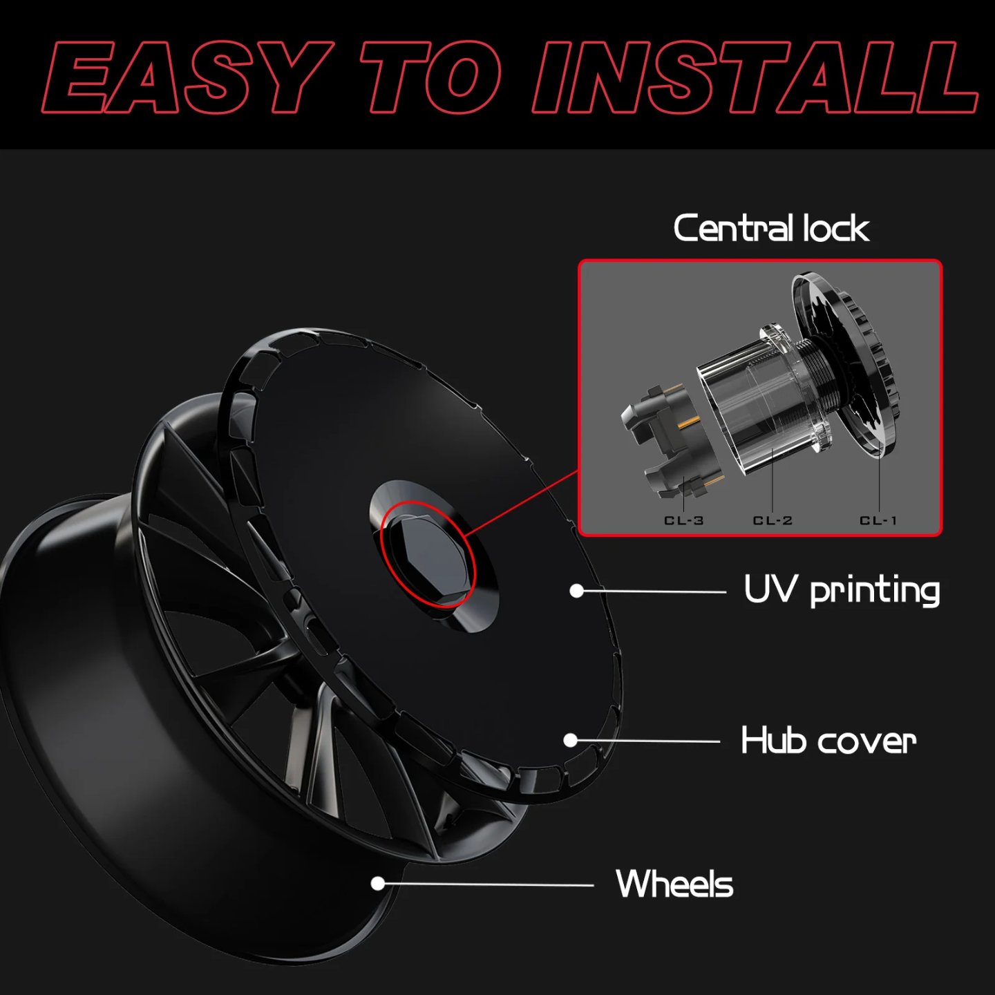 Apex Wheel Covers — Pure Black