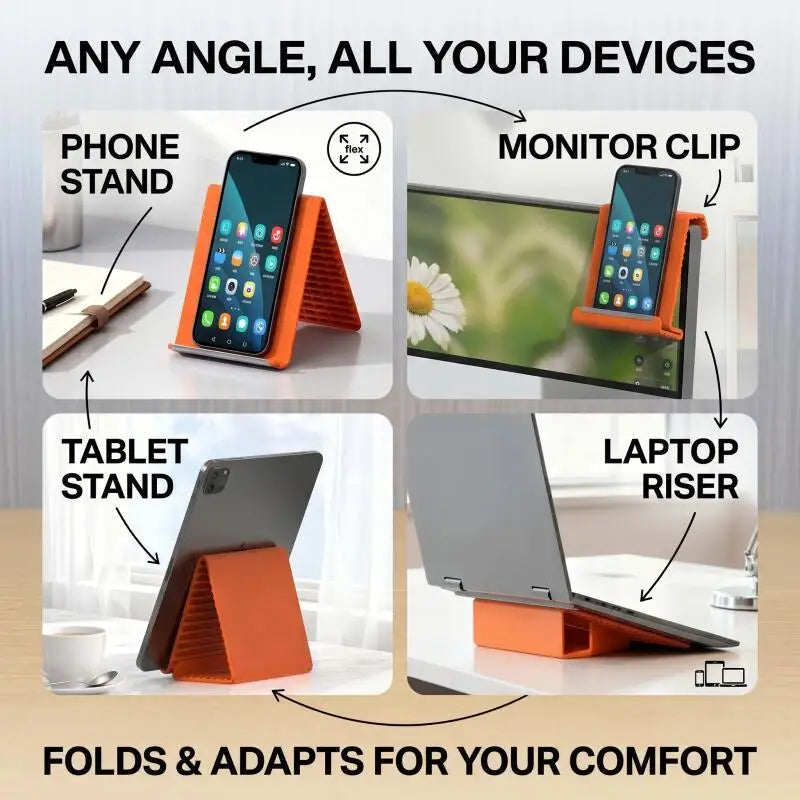 FlexStand: phone stand, monitor clip, tablet stand, laptop riser
