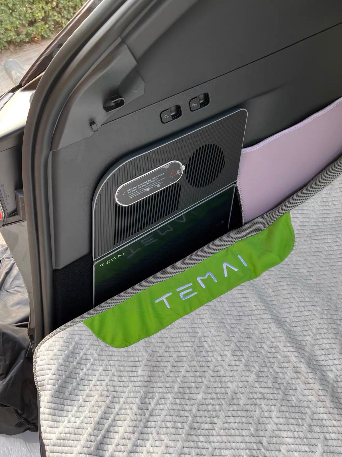 Camping mattress beside the fridge