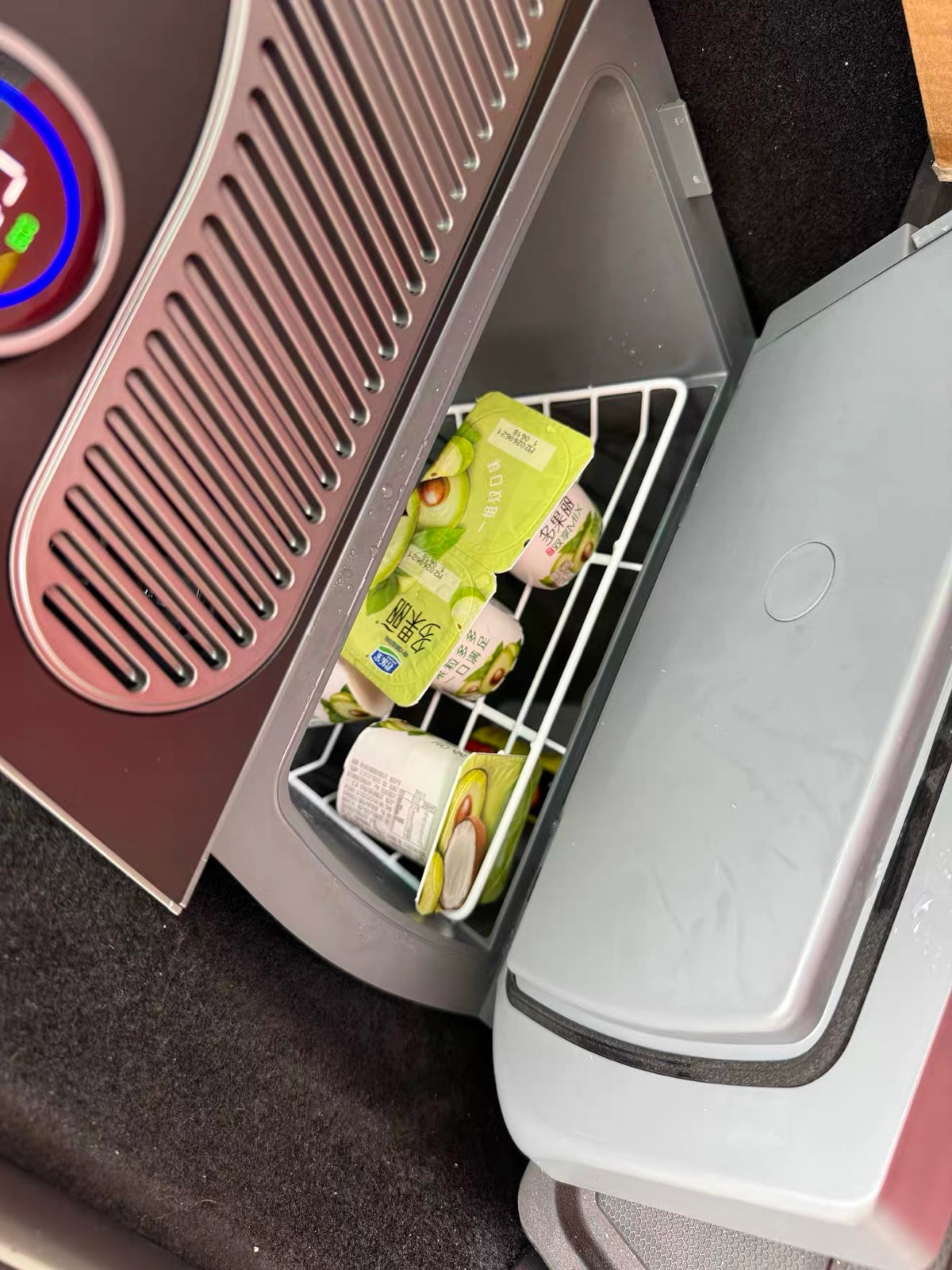 Drinks and snacks, drawer open
