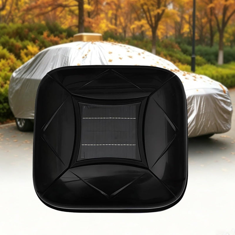 Apex AutoCover black housing with a covered car in autumn