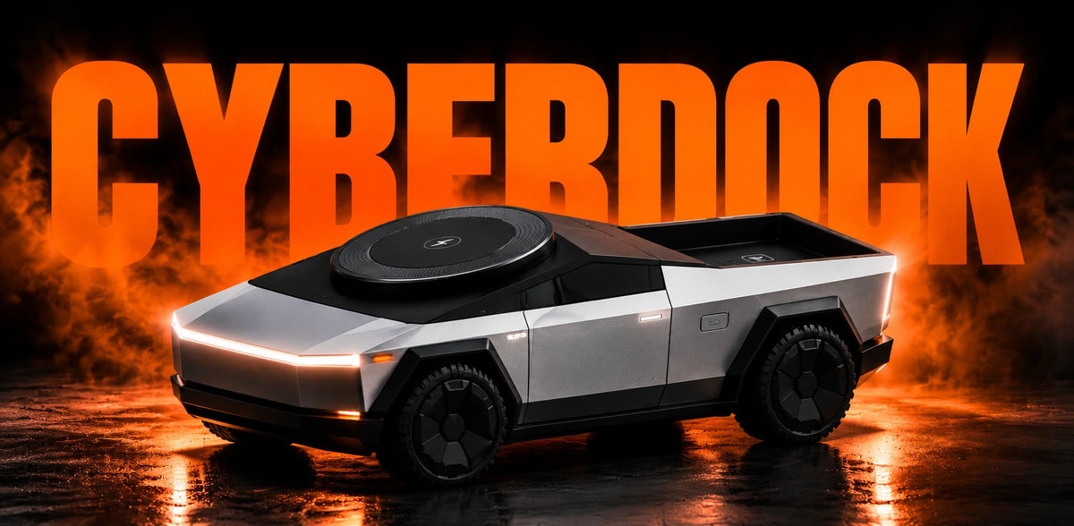 CyberDock wireless charging station with its light bar glowing
