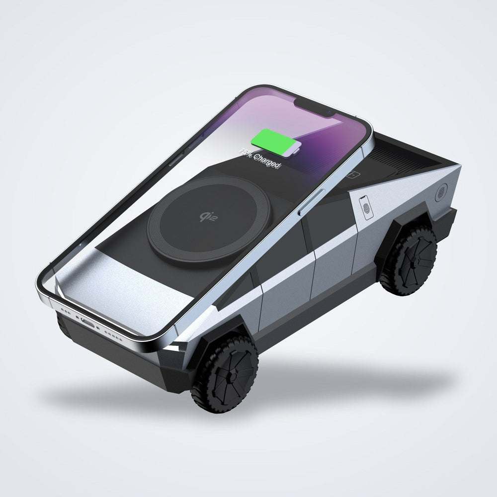 Apex CyberDock™ — 3-in-1 Qi2 15W Wireless Charging Station | Cybertruck-Inspired Desk Charger for iPhone, Apple Watch & AirPods — view 3
